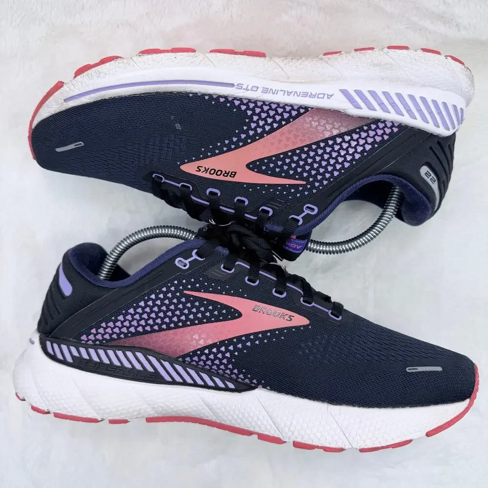 Brooks Adrenaline GTS 22 Womens Running Shoes Black Purple Pink Wide D Size 11